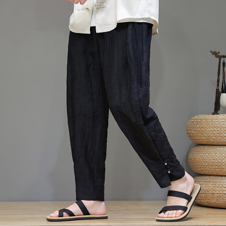 Pantaloni da uomo con coulisse e bottone alla caviglia in bambù Buddha Stones con tasche - Nero - US/UK/AU46, EU56 (5XL) - image 11