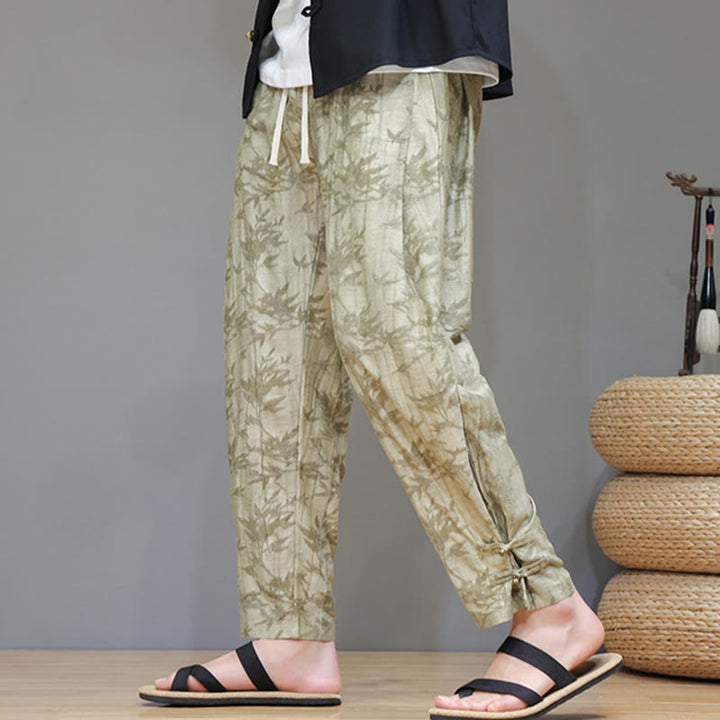 Pantaloni da uomo con coulisse e bottone alla caviglia in bambù Buddha Stones con tasche
