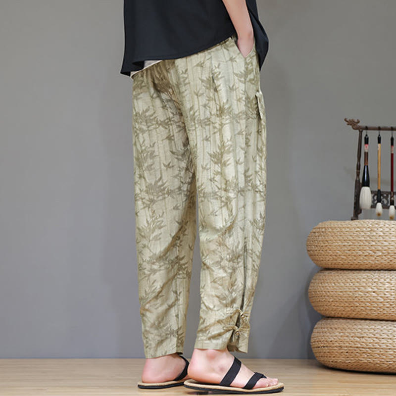 Pantaloni da uomo con coulisse e bottone alla caviglia in bambù Buddha Stones con tasche