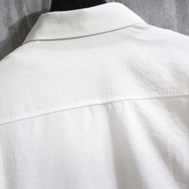 Camicia da uomo con maniche a tre quarti e bottoni frontali casual in tinta unita Buddha Stones - image 10