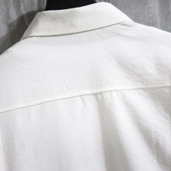 Camicia da uomo con maniche a tre quarti e bottoni frontali casual in tinta unita Buddha Stones - image 10
