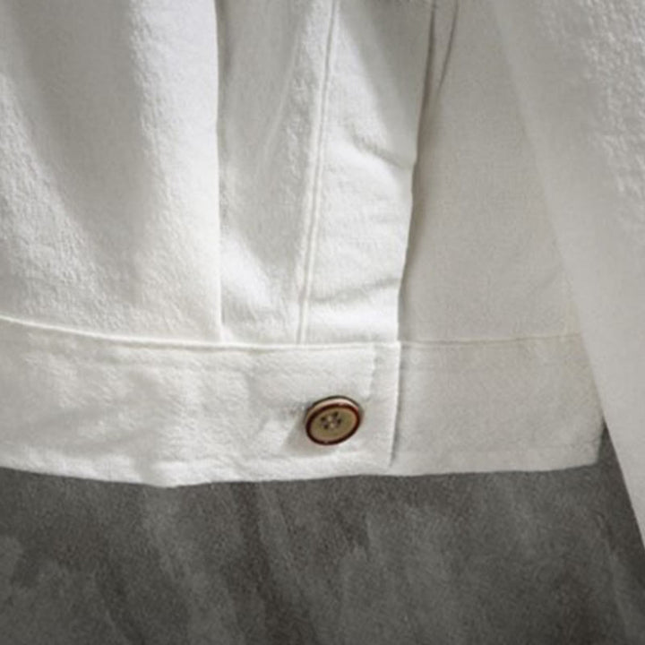 Camicia da uomo con maniche a tre quarti e bottoni frontali casual in tinta unita Buddha Stones - image 8