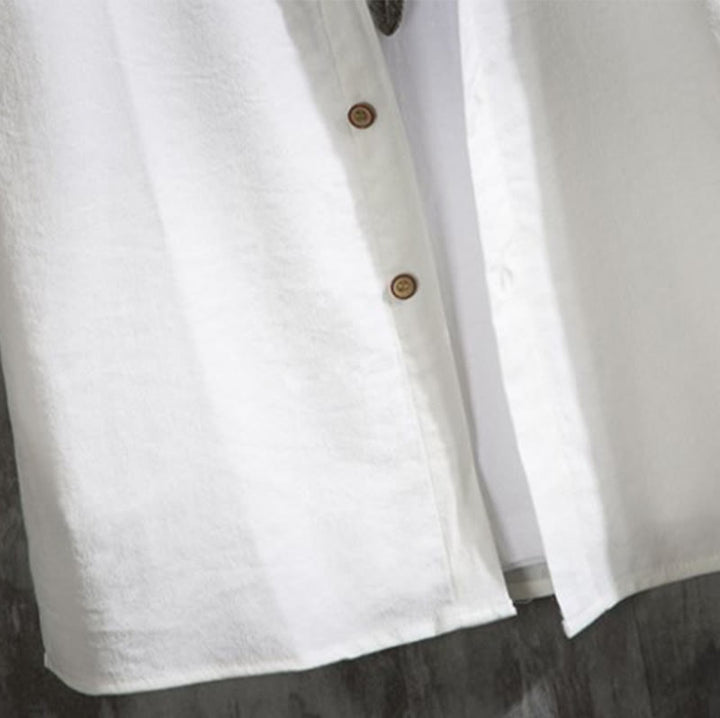 Camicia da uomo con maniche a tre quarti e bottoni frontali casual in tinta unita Buddha Stones - image 4