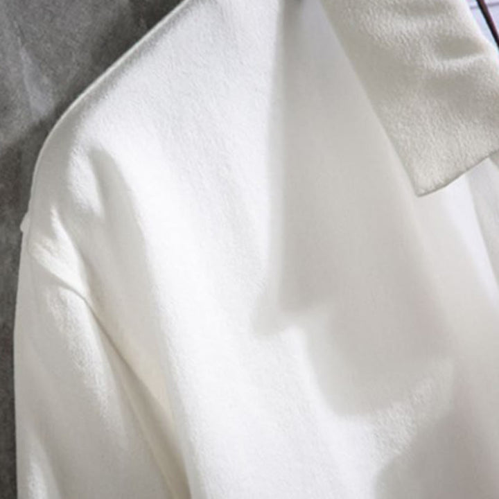 Camicia da uomo con maniche a tre quarti e bottoni frontali casual in tinta unita Buddha Stones - image 3