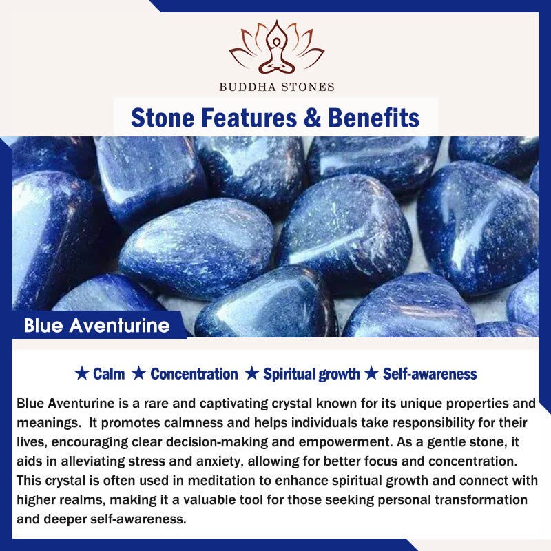 Buddha Stones 108 Mala Beads Multistrato Naturale Blu Aventurina Lotus Bracciale Calma