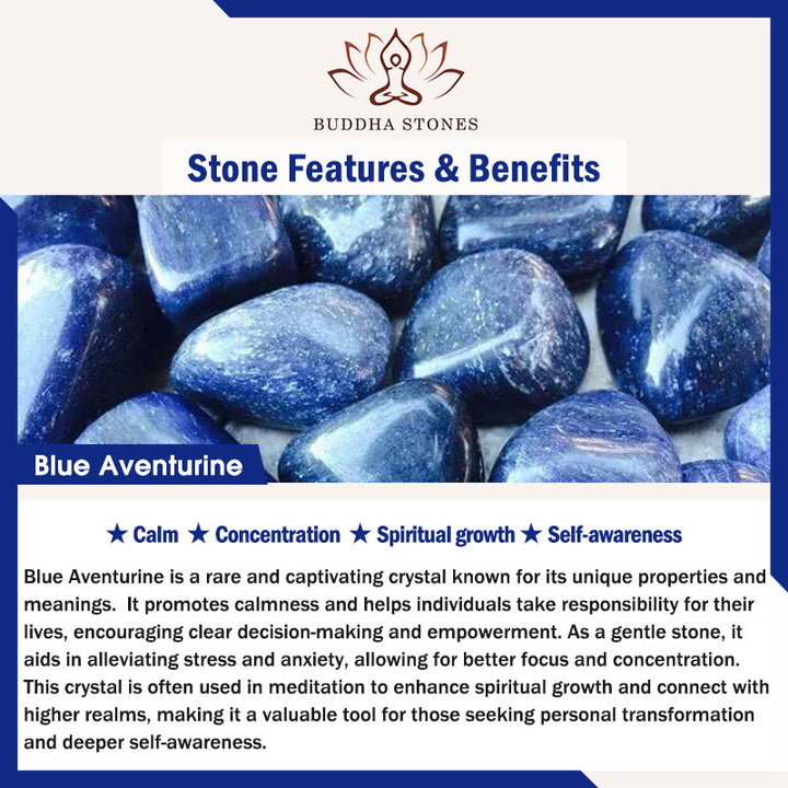 Buddha Stones 108 Mala Beads Multistrato Naturale Blu Aventurina Lotus Bracciale Calma