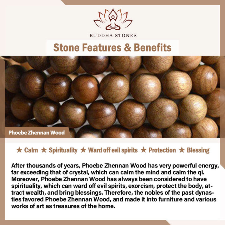 Braccialetto di protezione in legno naturale Phoebe Zhennan con 108 perle a goccia Mala Buddha Stones