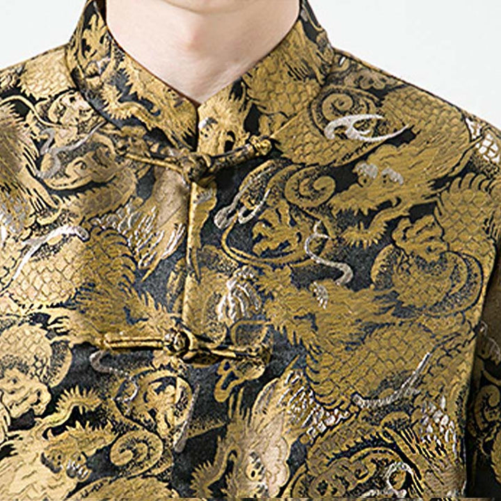 Giacca da uomo in cotone con bottoni in stile rana, drago cinese , Buddha Stones