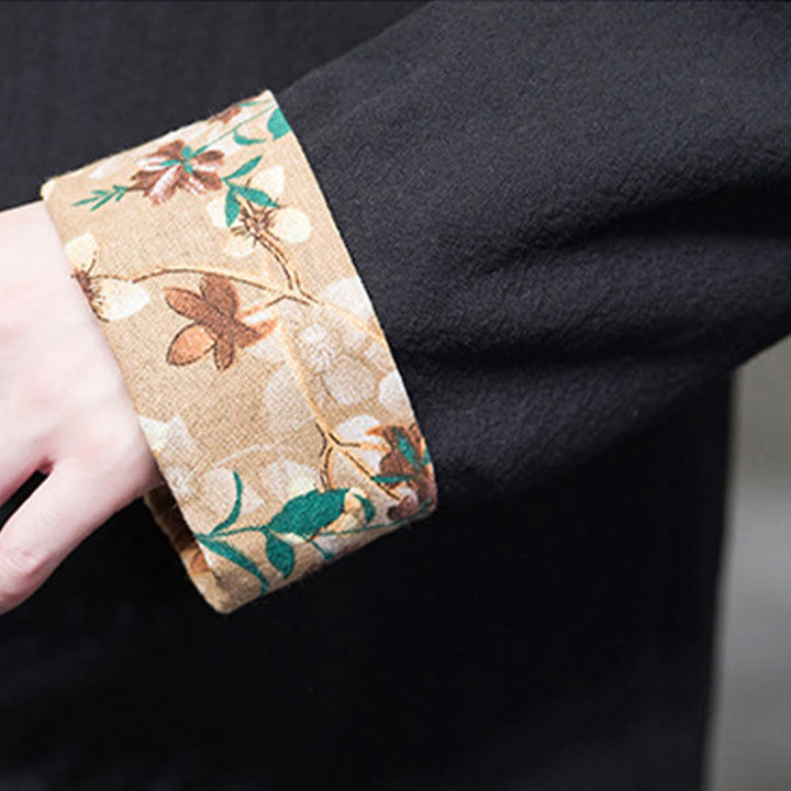 Buddha Stones Plum Blossom Ricamo Polsino Fiore Design Rana-bottoni Tang Suit Cotone Lino Giacca Camicia Uomo