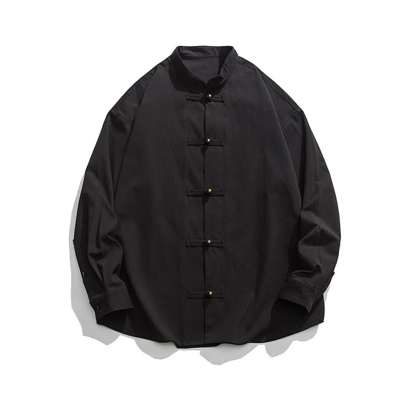 Giacca da uomo in cotone con bottoni a rana, tinta unita, Buddha Stones  - image 8