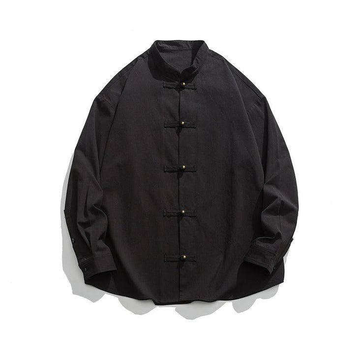 Giacca da uomo in cotone con bottoni a rana, tinta unita, Buddha Stones  - image 8