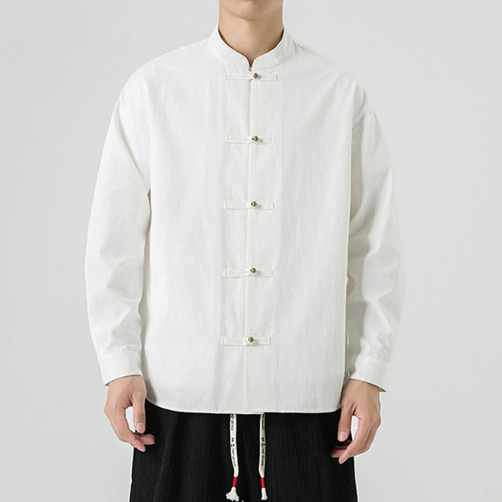 Giacca da uomo in cotone con bottoni a rana, tinta unita, Buddha Stones  - image 15