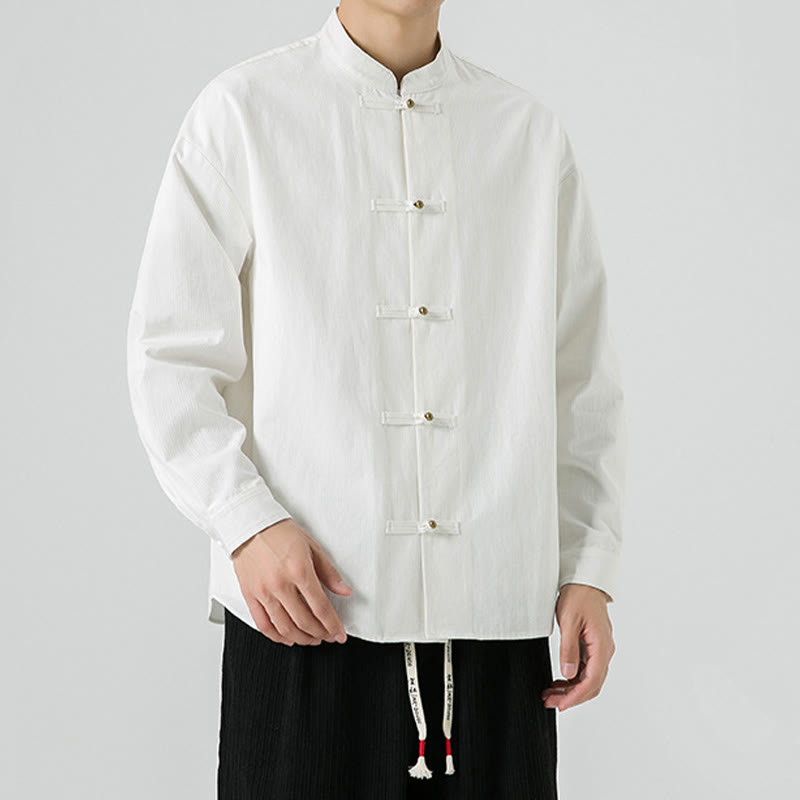 Giacca da uomo in cotone con bottoni a rana, tinta unita, Buddha Stones  - image 16