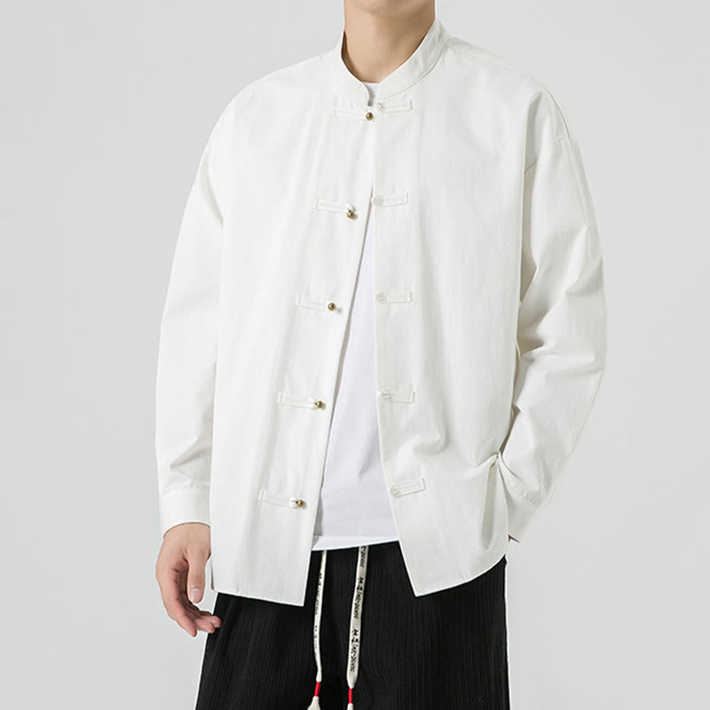 Giacca da uomo in cotone con bottoni a rana, tinta unita, Buddha Stones  - image 12