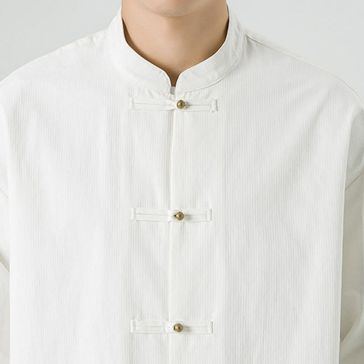 Giacca da uomo in cotone con bottoni a rana, tinta unita, Buddha Stones  - image 17