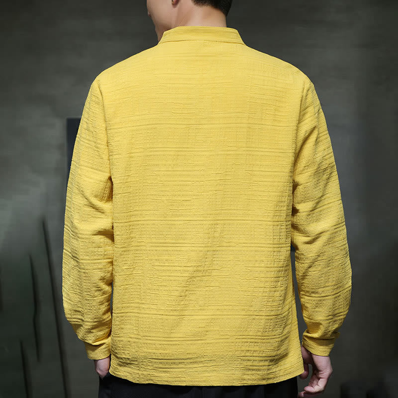 Giacca da uomo in cotone e lino con bottoni a mezza rana, tinta unita , Buddha Stones  - image 28