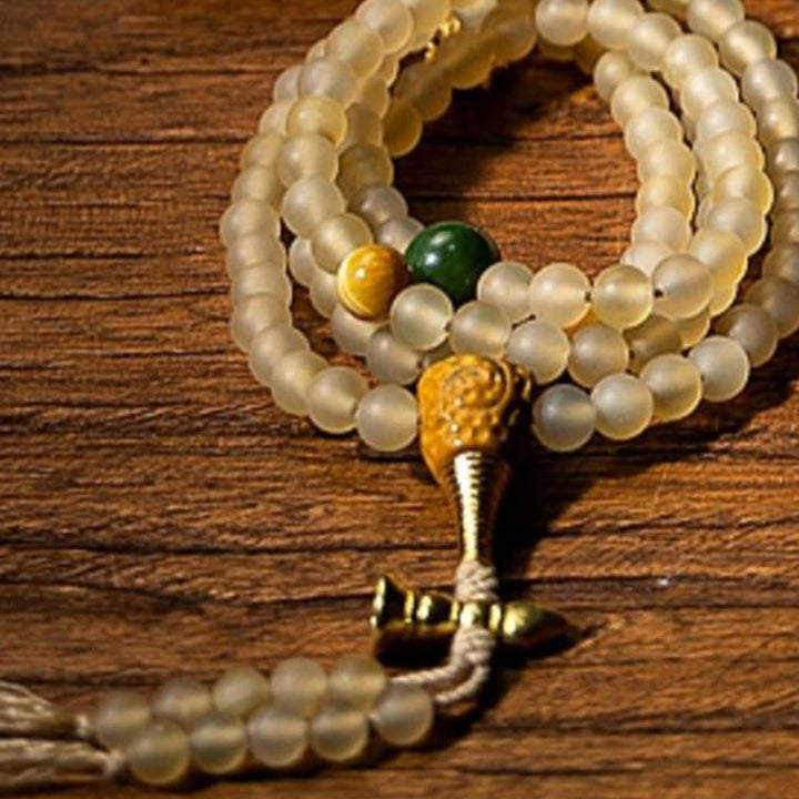 Buddha Stones Tibet 108 Mala Beads Zodiaco cinese Buddha natale Corno di pecora naturale Bracciale della ricchezza