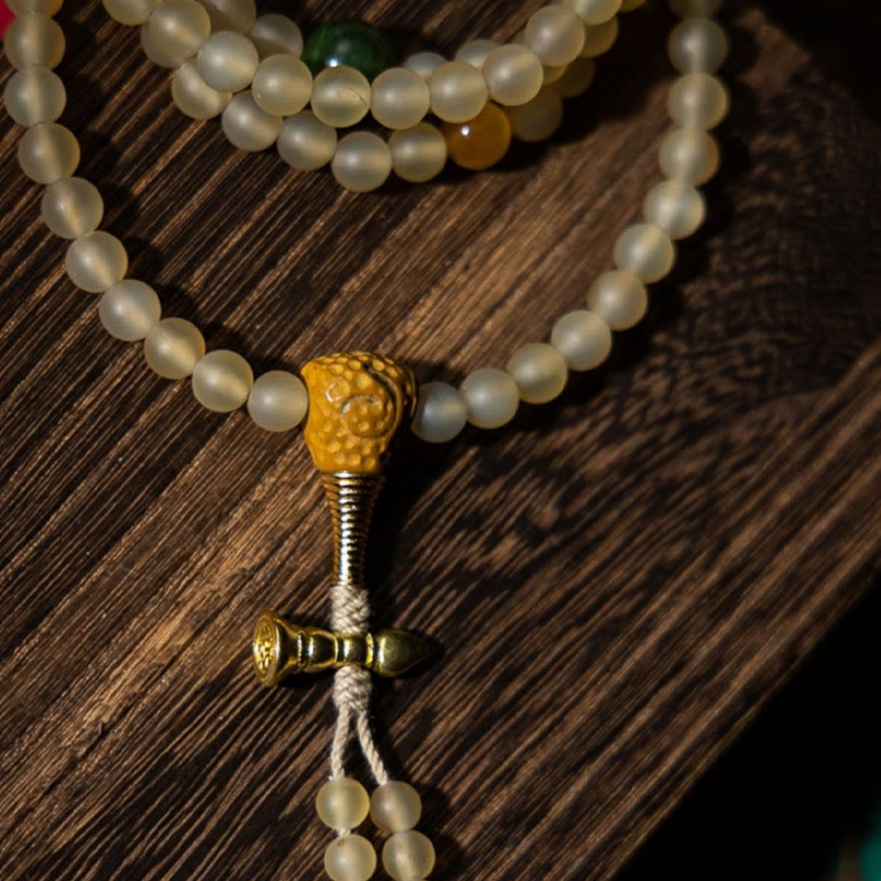 Buddha Stones Tibet 108 Mala Beads Zodiaco cinese Buddha natale Corno di pecora naturale Bracciale della ricchezza