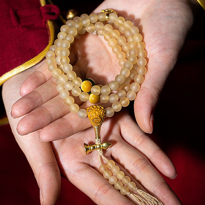 Buddha Stones Tibet 108 Mala Beads Zodiaco cinese Buddha natale Corno di pecora naturale Bracciale della ricchezza