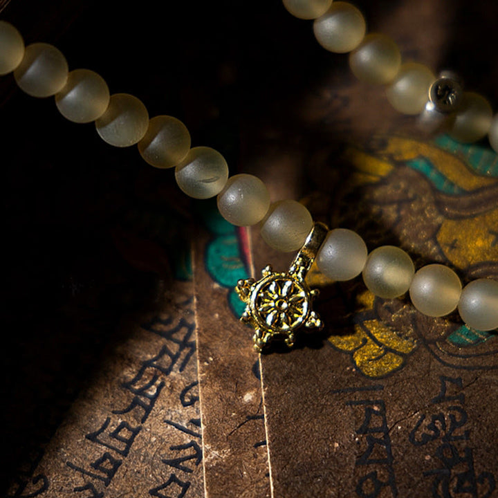 Buddha Stones Tibet 108 Mala Beads Zodiaco cinese Buddha natale Corno di pecora naturale Bracciale della ricchezza