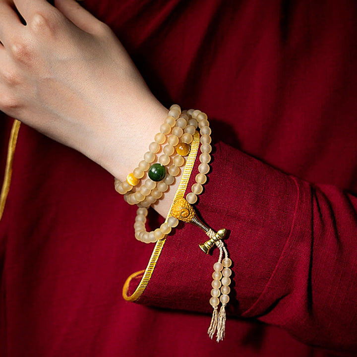 Buddha Stones Tibet 108 Mala Beads Zodiaco cinese Buddha natale Corno di pecora naturale Bracciale della ricchezza