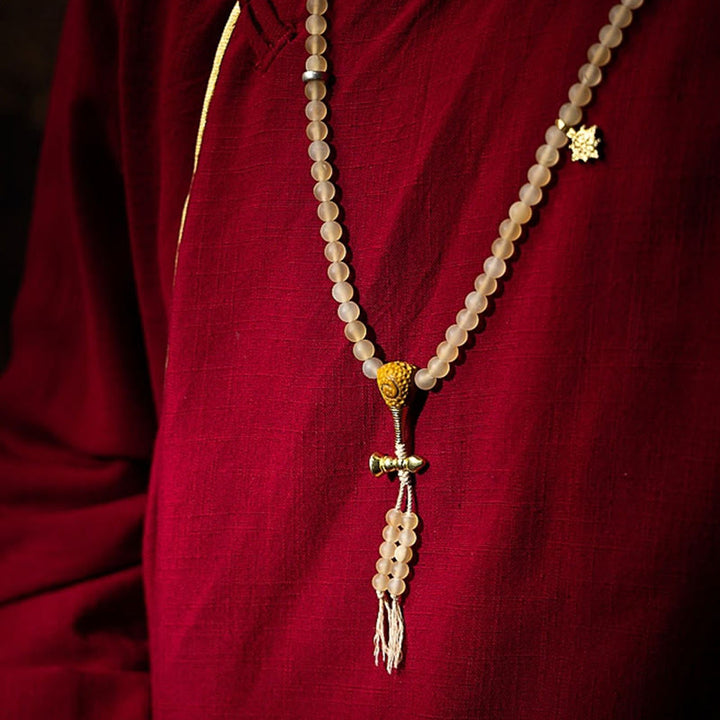 Buddha Stones Tibet 108 Mala Beads Zodiaco cinese Buddha natale Corno di pecora naturale Bracciale della ricchezza