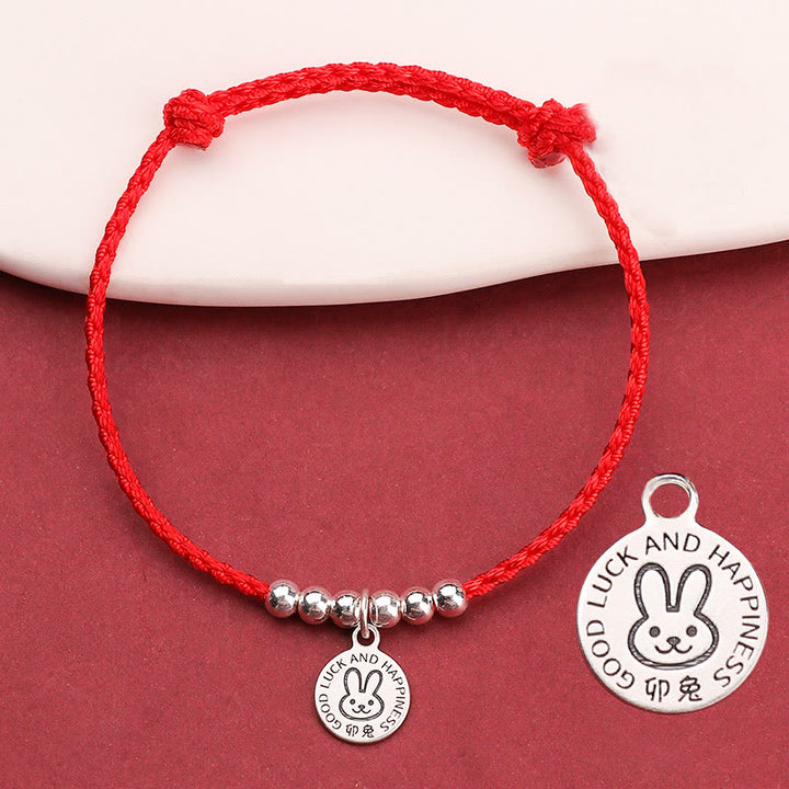 Braccialetto di protezione in argento sterling 999 con corda rossa per bambini dello zodiaco cinese Buddha Stones