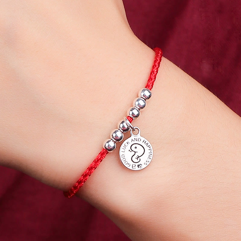Braccialetto di protezione in argento sterling 999 con corda rossa per bambini dello zodiaco cinese Buddha Stones