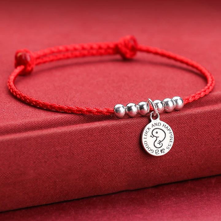 Braccialetto di protezione in argento sterling 999 con corda rossa per bambini dello zodiaco cinese Buddha Stones