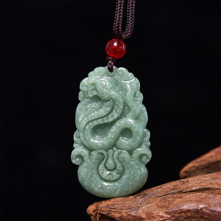 Buddha Stones Guarigione Fortunata L'Anno del Serpente 2025 Giada Cristallo Bianco Corda Rossa Pacchetto di Protezione
