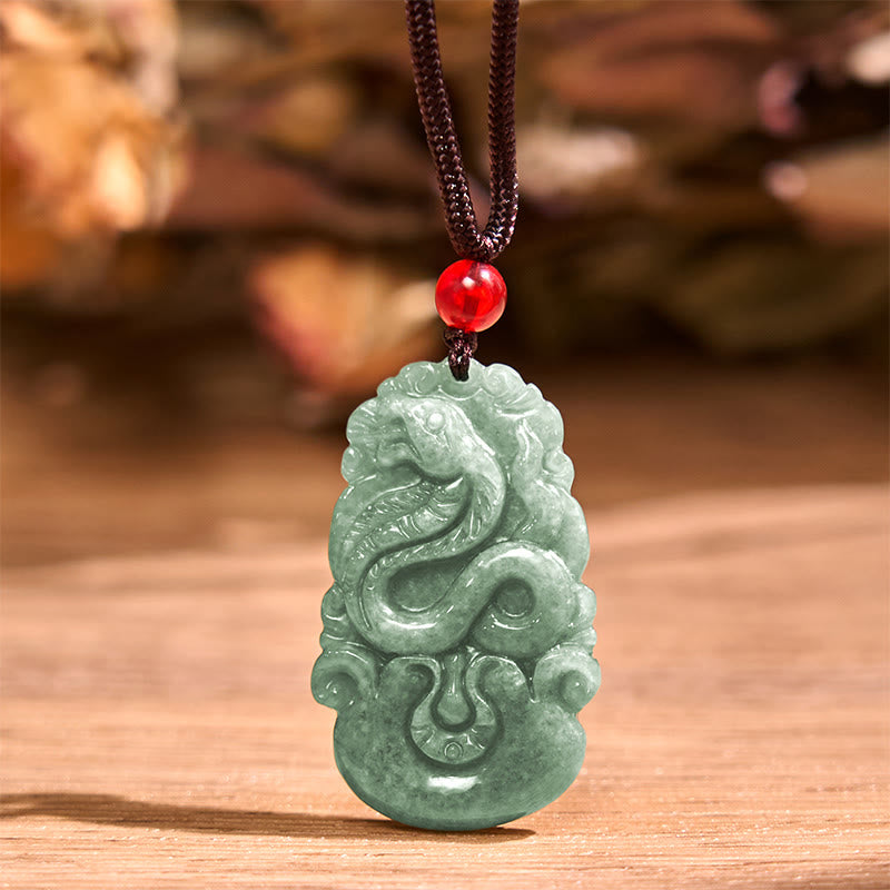 Buddha Stones Guarigione Fortunata L'Anno del Serpente 2025 Giada Cristallo Bianco Corda Rossa Pacchetto di Protezione
