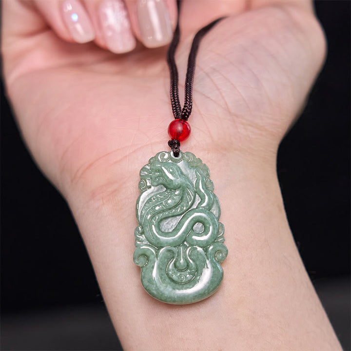 Buddha Stones Guarigione Fortunata L'Anno del Serpente 2025 Giada Cristallo Bianco Corda Rossa Pacchetto di Protezione