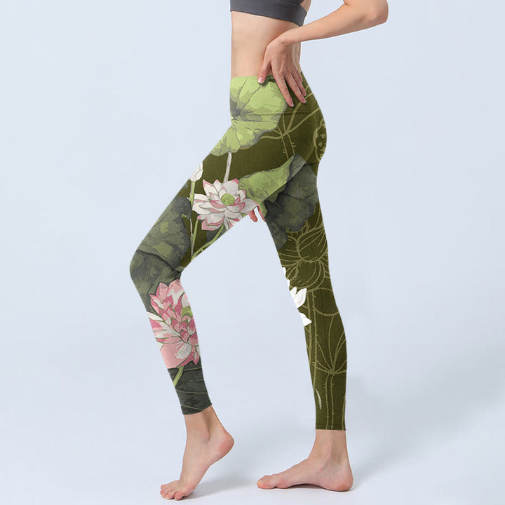 Leggings da palestra con stampa di loto Buddha Stones , pantaloni da yoga da donna - image 2