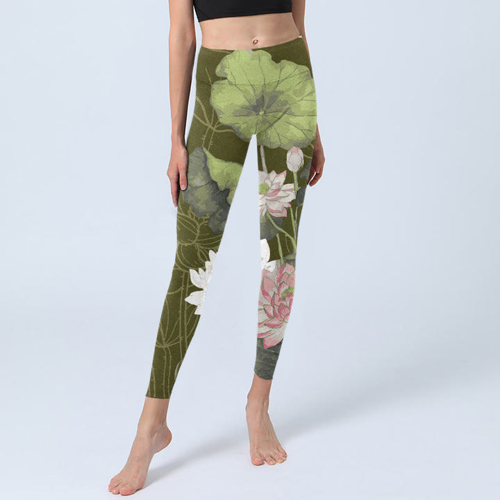 Leggings da palestra con stampa di loto Buddha Stones , pantaloni da yoga da donna - image 5