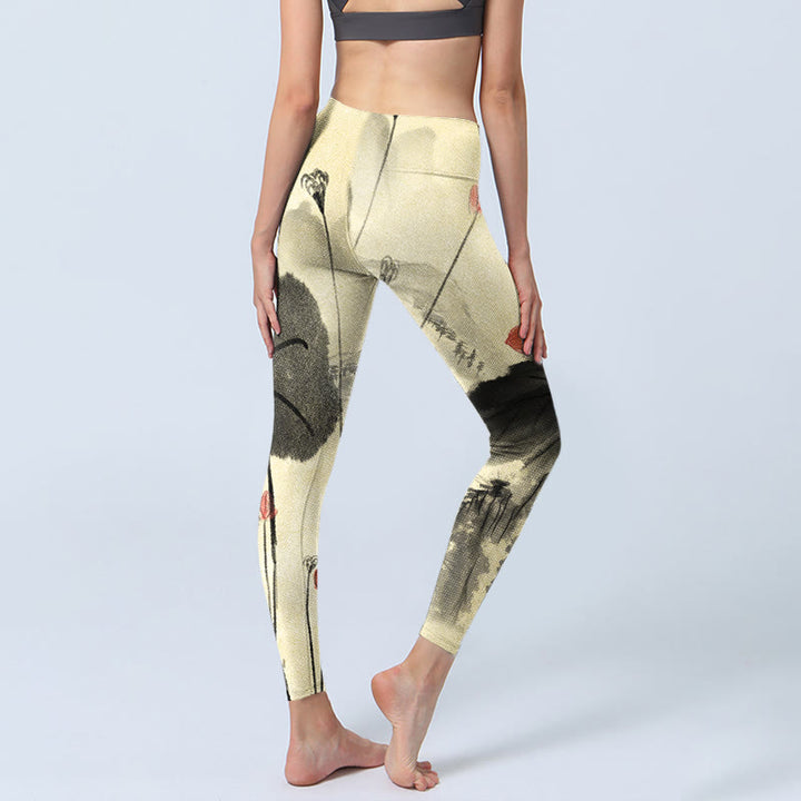 Leggings da palestra con stampa Buddha Stones Lotus Mountains House Pantaloni da yoga da donna - image 4