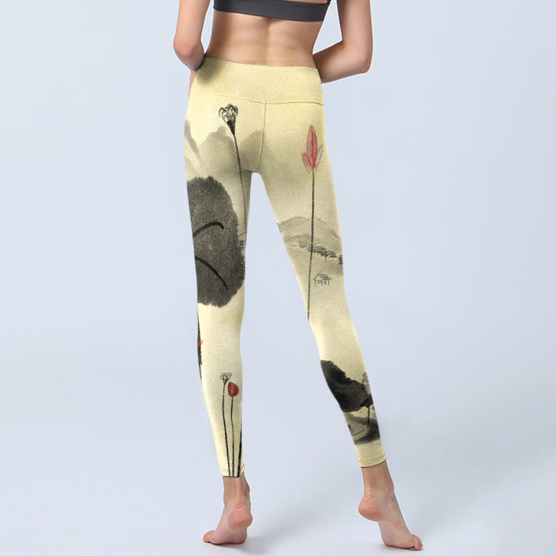 Leggings da palestra con stampa Buddha Stones Lotus Mountains House Pantaloni da yoga da donna - image 6