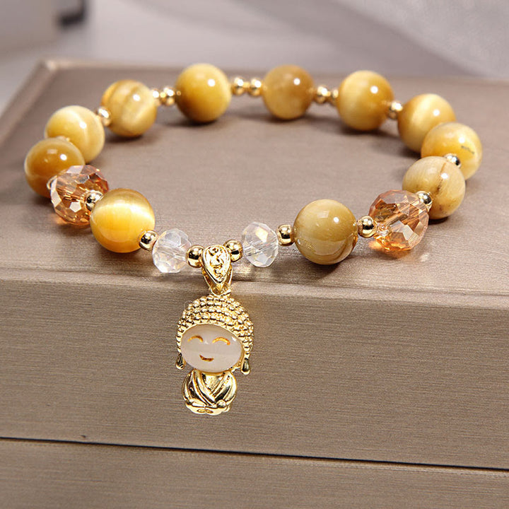 Braccialetto di protezione Buddha con occhio di tigre giallo e Buddha Stones