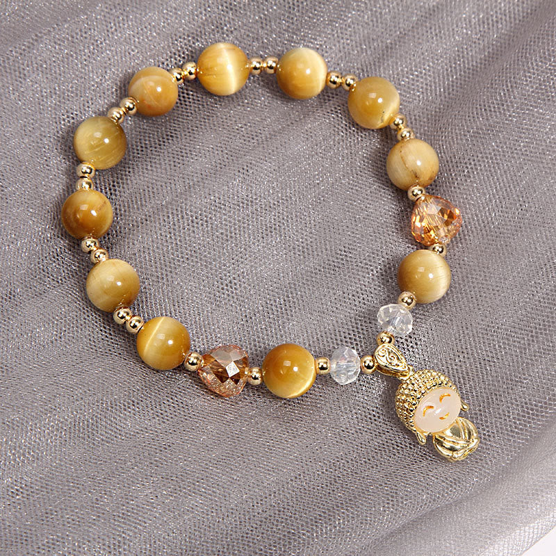 Braccialetto di protezione Buddha con occhio di tigre giallo e Buddha Stones