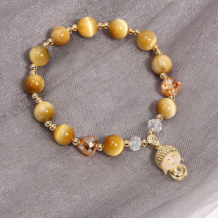 Braccialetto di protezione Buddha con occhio di tigre giallo e Buddha Stones
