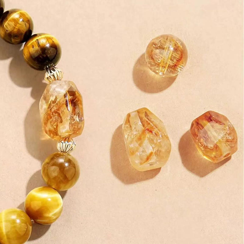 Bracciale Buddha Stones Natural Yellow Black Tiger Eye Citrino Strength
