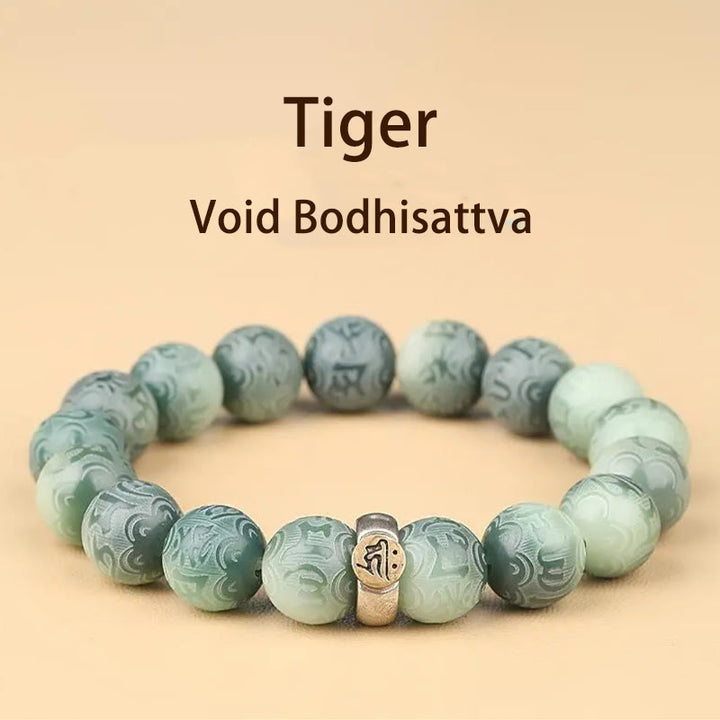 Bracciale della saggezza inciso con Buddha Stones dello zodiaco cinese natale Buddha Bodhi Om Mani Padme Hum