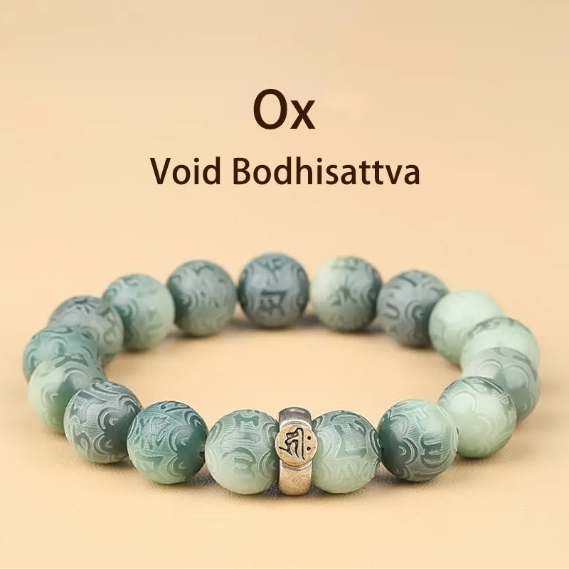 Bracciale della saggezza inciso con Buddha Stones dello zodiaco cinese natale Buddha Bodhi Om Mani Padme Hum