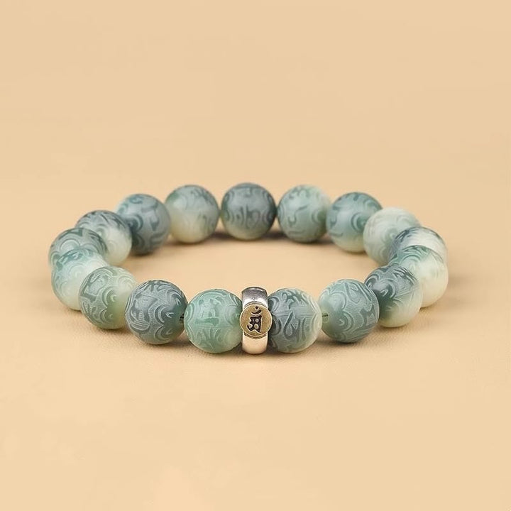 Bracciale della saggezza inciso con Buddha Stones dello zodiaco cinese natale Buddha Bodhi Om Mani Padme Hum