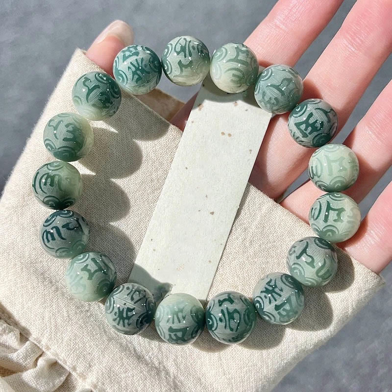 Bracciale della saggezza inciso con Buddha Stones dello zodiaco cinese natale Buddha Bodhi Om Mani Padme Hum