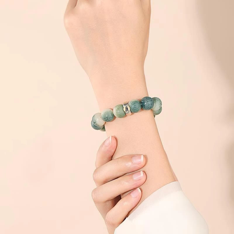 Bracciale della saggezza inciso con Buddha Stones dello zodiaco cinese natale Buddha Bodhi Om Mani Padme Hum