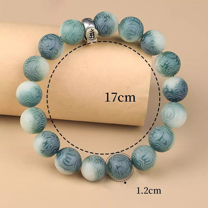 Bracciale della saggezza inciso con Buddha Stones dello zodiaco cinese natale Buddha Bodhi Om Mani Padme Hum
