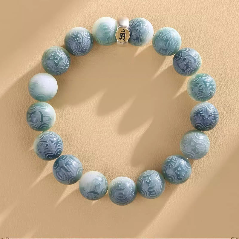 Bracciale della saggezza inciso con Buddha Stones dello zodiaco cinese natale Buddha Bodhi Om Mani Padme Hum