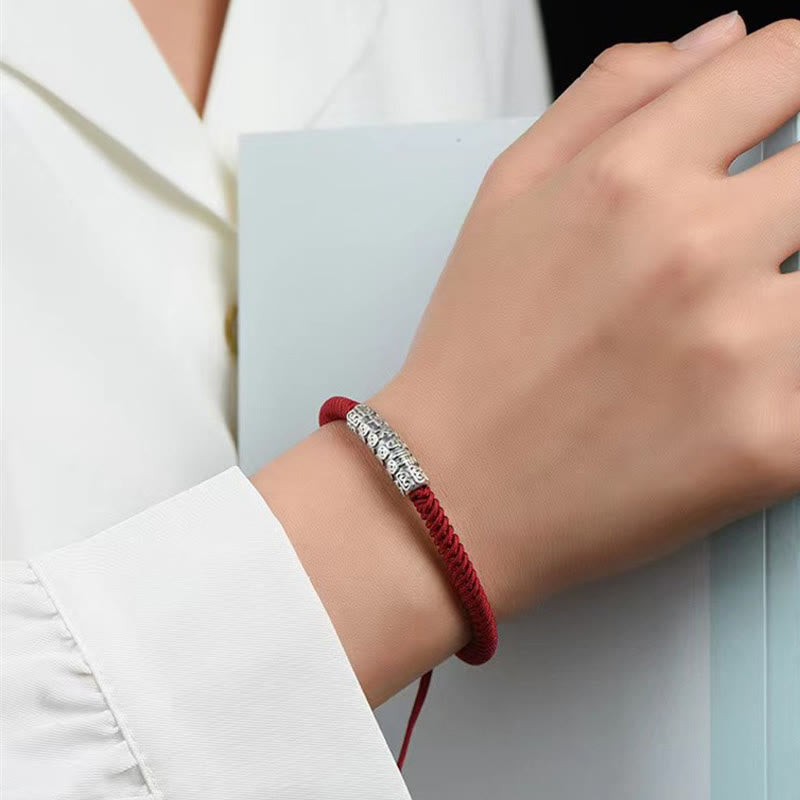 Braccialetto in corda portafortuna Om Mani Padme Hum in argento Sterling 999 fatto a mano con Buddha Stones - image 8