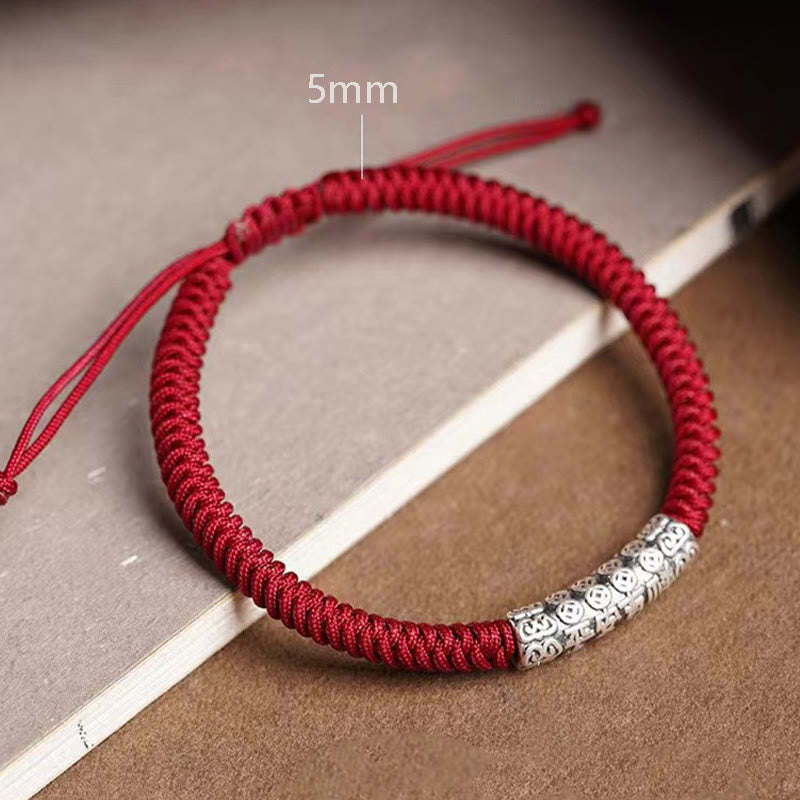 Braccialetto in corda portafortuna Om Mani Padme Hum in argento Sterling 999 fatto a mano con Buddha Stones - image 11