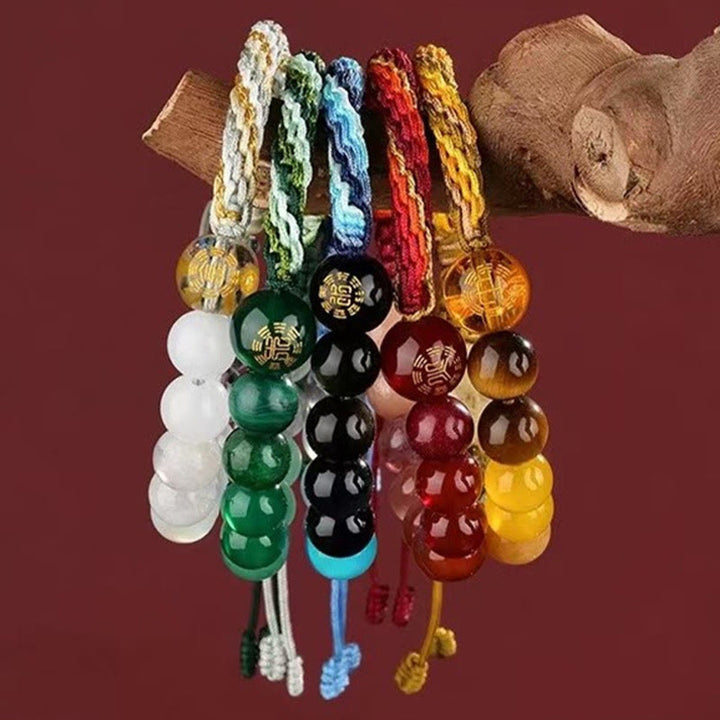 Buddha Stones Cinque Elementi Vari Cristallo Agata Ricchezza Reincarnazione Nodo Braccialetto Treccia